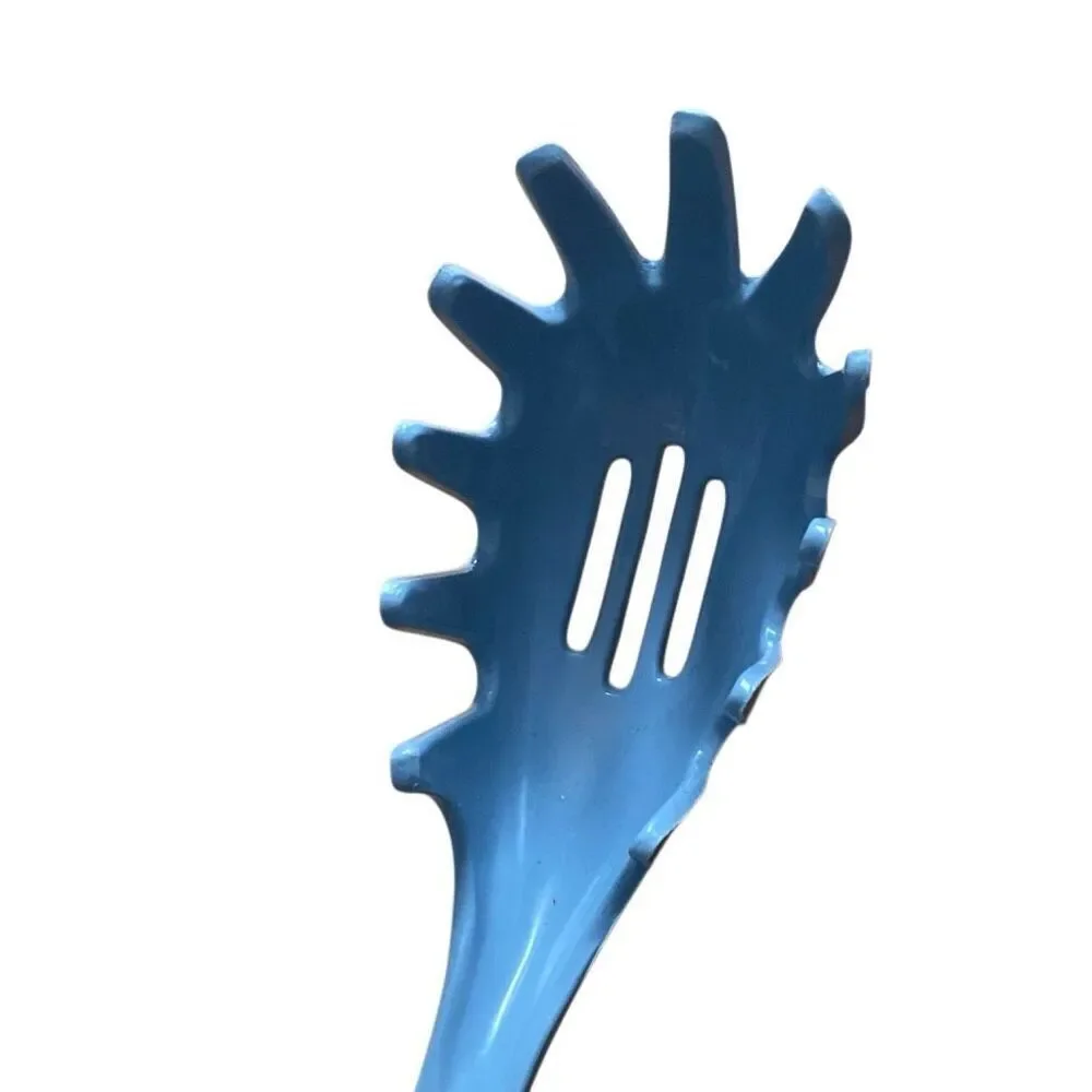 Vintage Ekco Nylon Utensil Slotted Spaghetti Spoon Fork Robins Egg Blue vtg htf